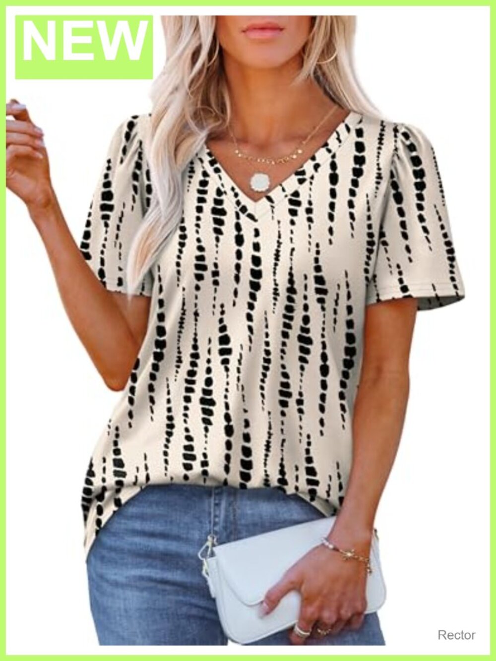 Womens V Neck Puff Short Sleeve T Shirt Loose Fit Dressy Casual Top